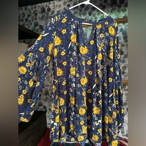 Umgee Navy and Mustard Jellyfish Print Top